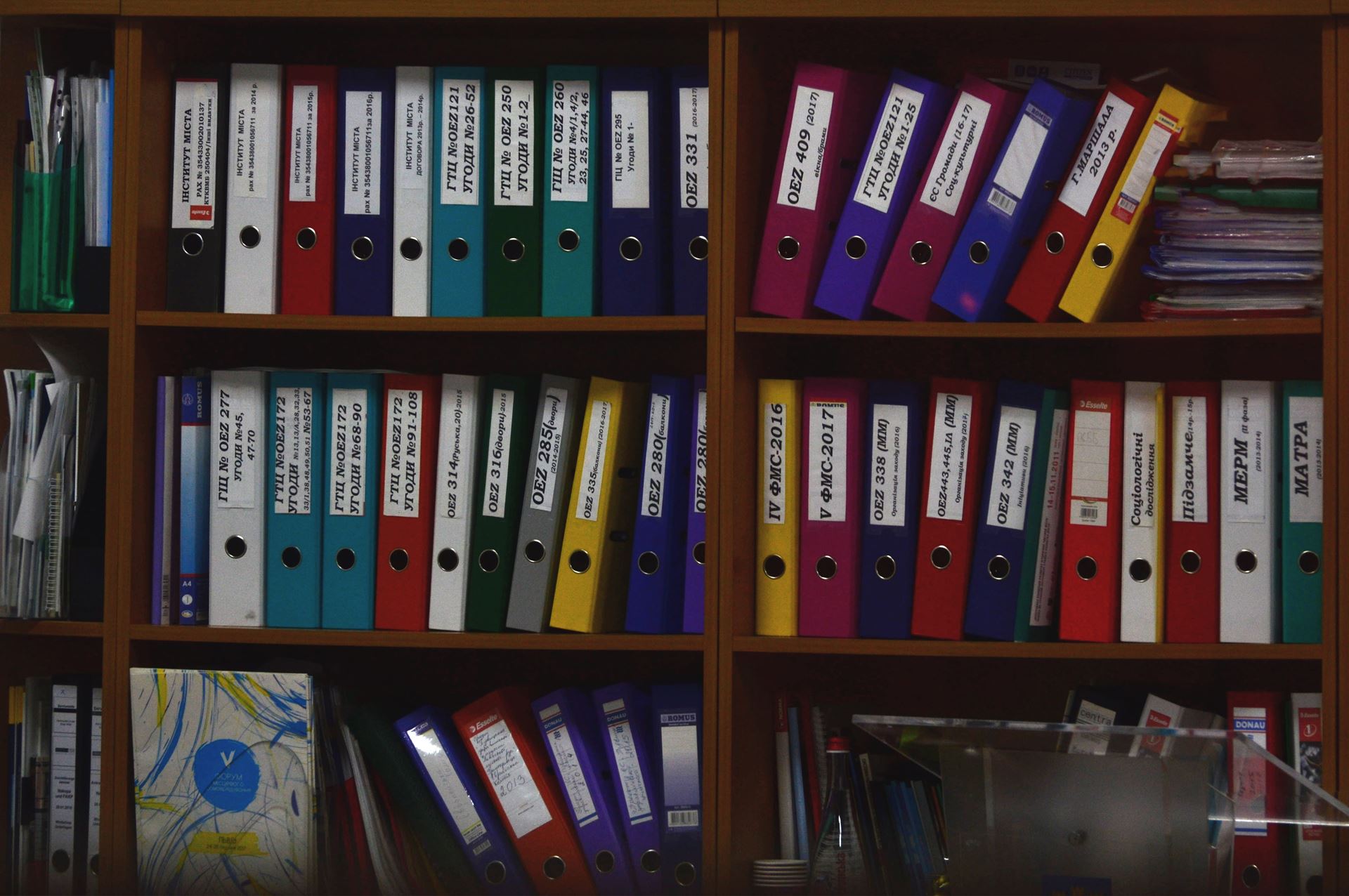 a book shelf filled with books